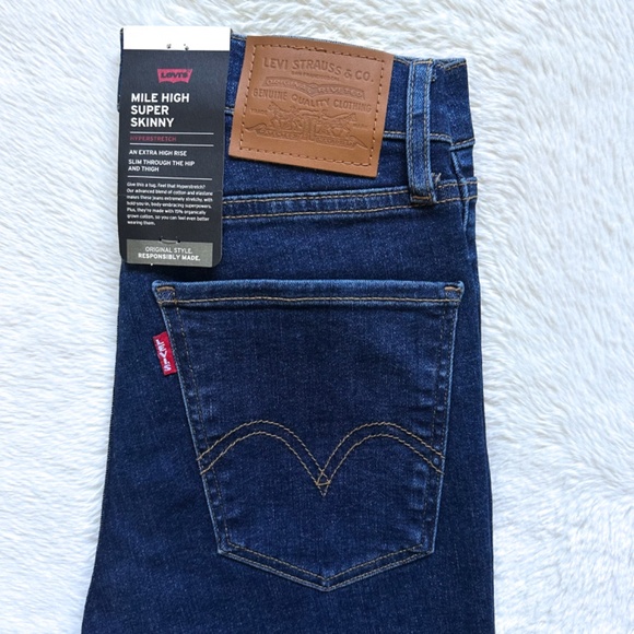 Levis Premium Mile High Super Skinny Rome Winter Wash Sculpt Hyperstretch Jeans - Picture 5 of 13